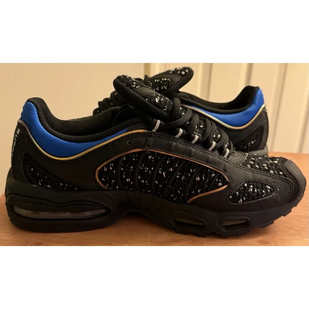 NIKE AIR MAX‎ TAILWIND 4 SUPREME BLACK HYPER COBALT AT3854-001 Men's 10.5 EUC